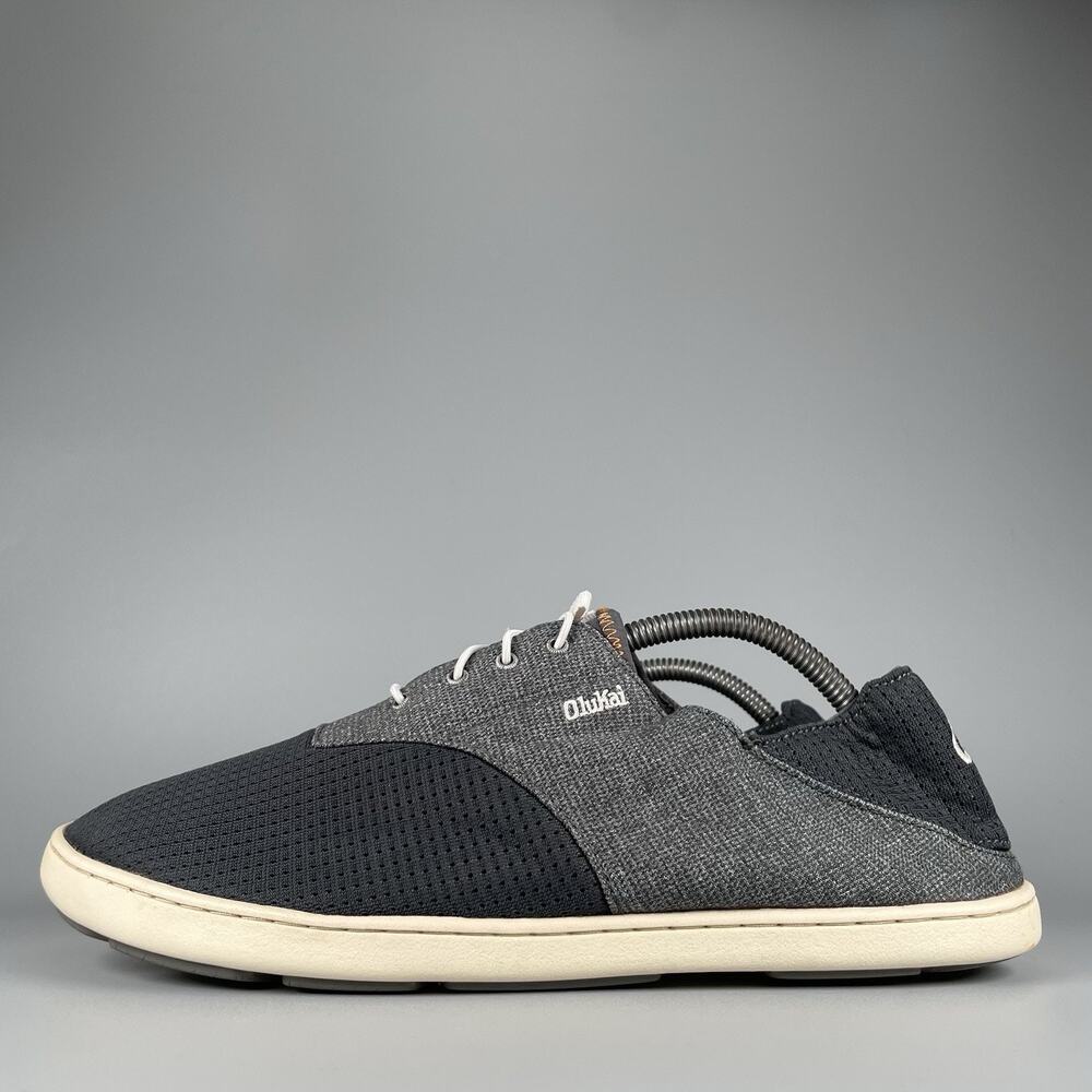OluKai Nohea Moku Men’s 10.5 Gray Mesh Comfort Sneaker Casual Shoe Beach Sneaker